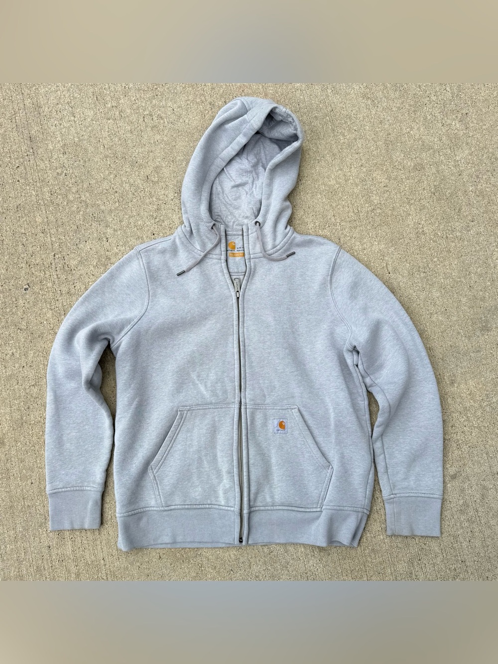 Carhartt Hoodie Sweatshirt Youth Large 12-14 Gray Relaxed Fit Full Zip